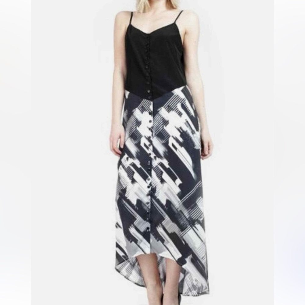 Samantha Leibowitz NY Black/White Spaghetti Strap Maxi Dress in Size XL